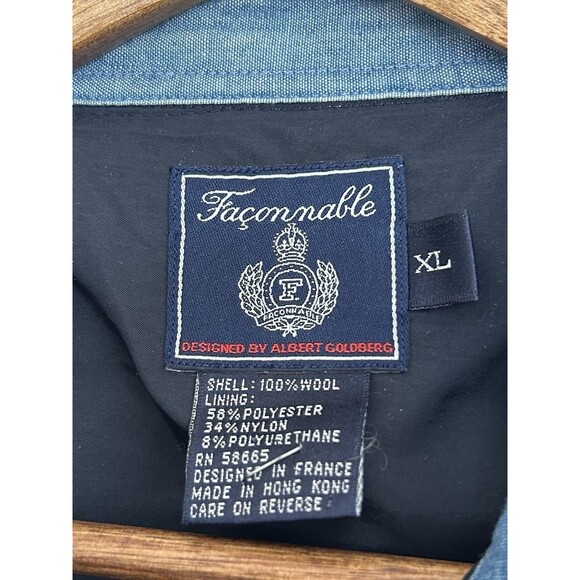 Faconnable Mens Shirt Jacket Extra Large 100% Wool Button Front Shacket Vintage - Picture 3 of 11